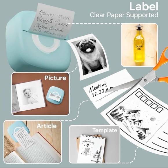 Portable Bluetooth Thermal Printer - Mint Green - Picture 3 of 11